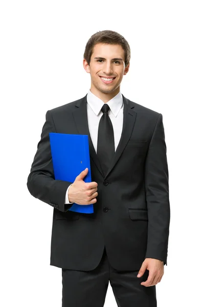 Retrato de medio cuerpo del hombre de negocios con carpeta — Foto de Stock