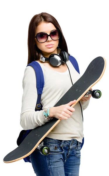 Adolescente con skateboard — Foto Stock