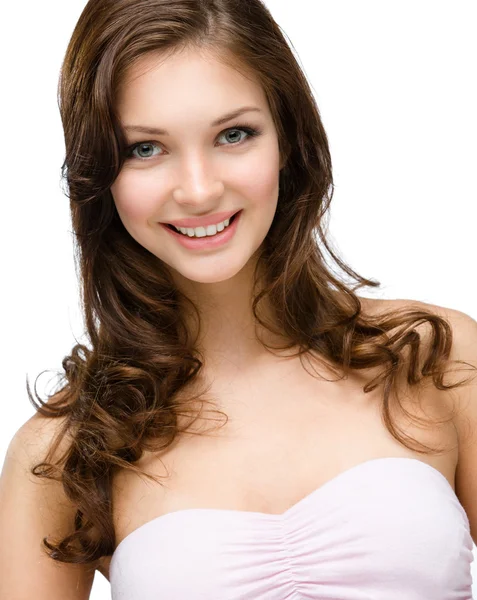 Pretty girl with hair ringlets — Stock Photo, Image