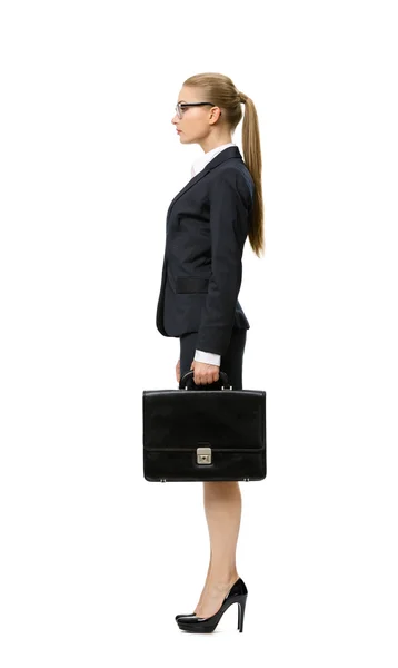 Profile of businesswoman with case — Stock Photo, Image