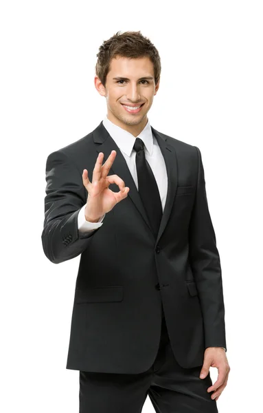 Portrait of ok gesturing businessman — Stock Photo, Image