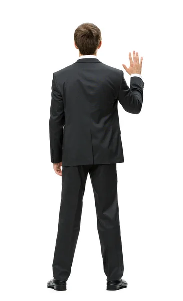 Backview of manager waving hand — Stock Photo, Image