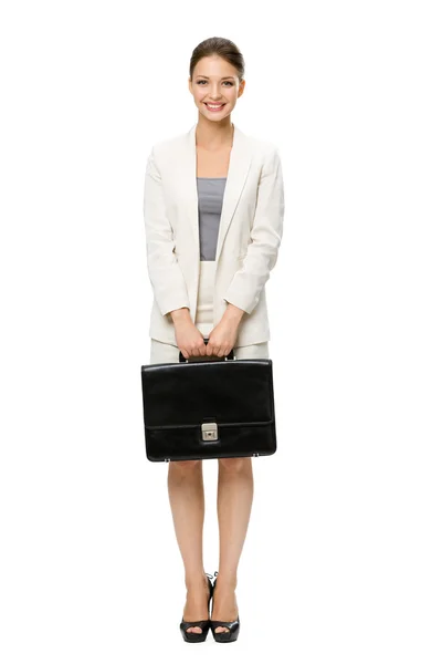 Business woman with suitcase — Stock Photo, Image