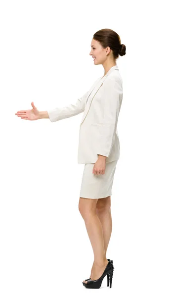 Az üzleti nő kézfogás teljes profil — Stock Fotó