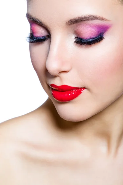 Ragazza con trucco luminoso — Foto Stock