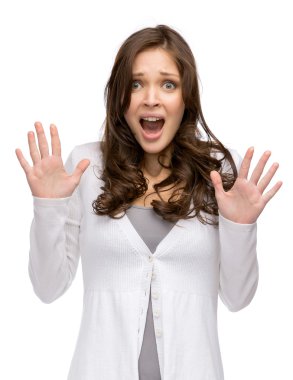 Eller yukarı şok kadınla