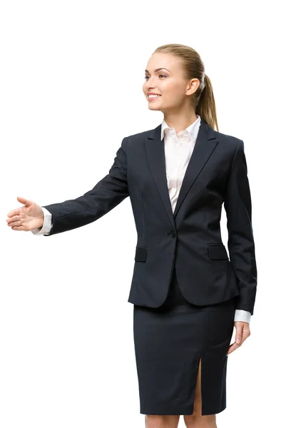 Zakelijke vrouw handshaking — Stockfoto