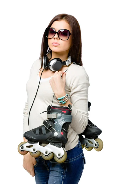 Teen handing roller skates — Stock Photo, Image