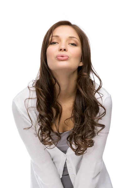 Girl blowing kiss — Stock Photo, Image
