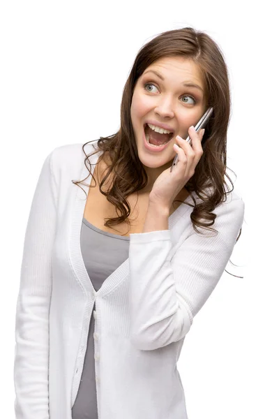 Woman speaking on cell phone — Stock Photo, Image