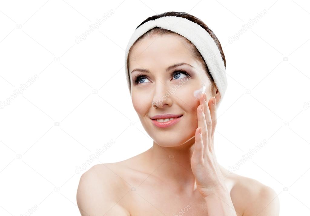 Woman making face moistening