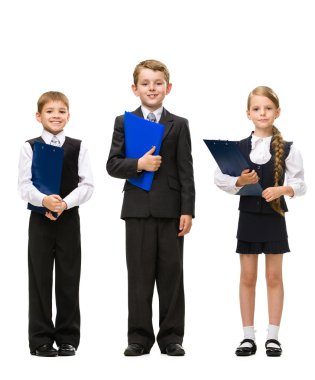 klasörleri ile küçük çocuk portresi