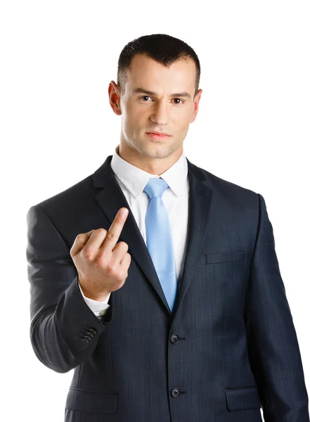Uomo d'affari che mostra gesti osceni — Foto Stock