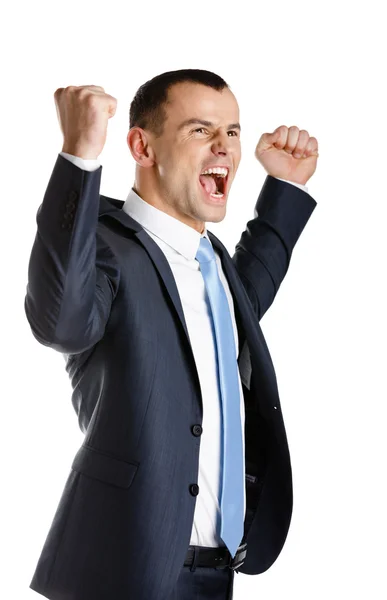 Happy manager with fists up — Stock Photo, Image