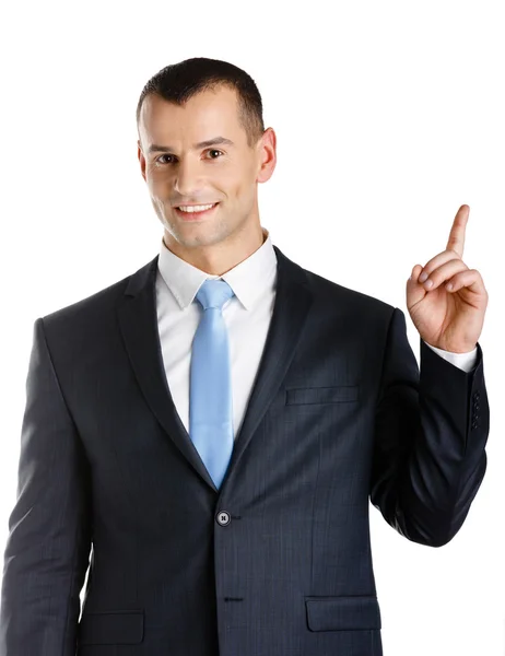 Бизнесмен, указывающий на жест рукой — стоковое фото