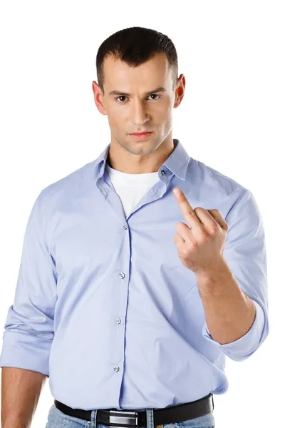 Man showing obscene gesture — Stock Photo, Image