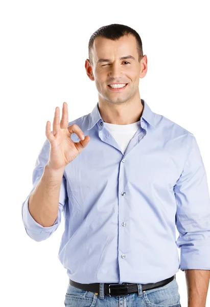 Man with Okay gesture — Stock Photo, Image