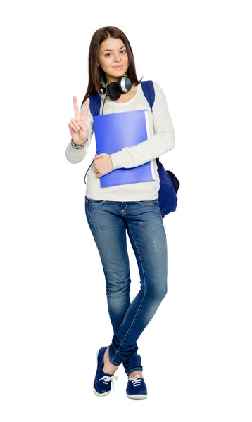 Full-length portrait of teen with folder — Stock Photo, Image