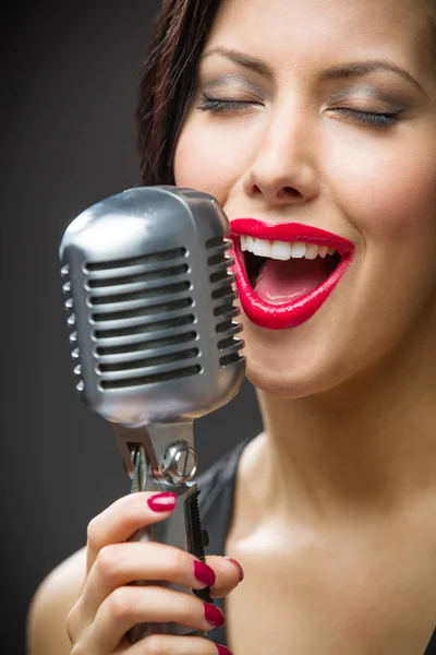 Headshot of female singer Stock Image