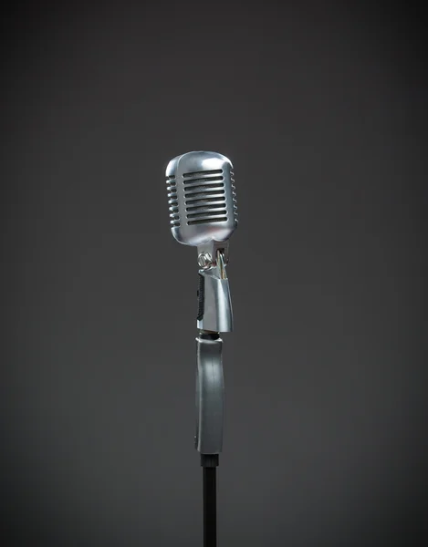 Silver microphone on grey. — Stock Photo, Image