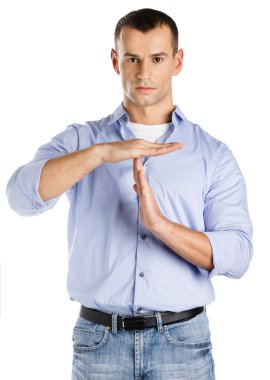 Man showing time out gesture clipart
