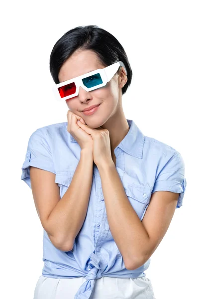 Κορίτσι με τα γυαλιά 3d — Φωτογραφία Αρχείου