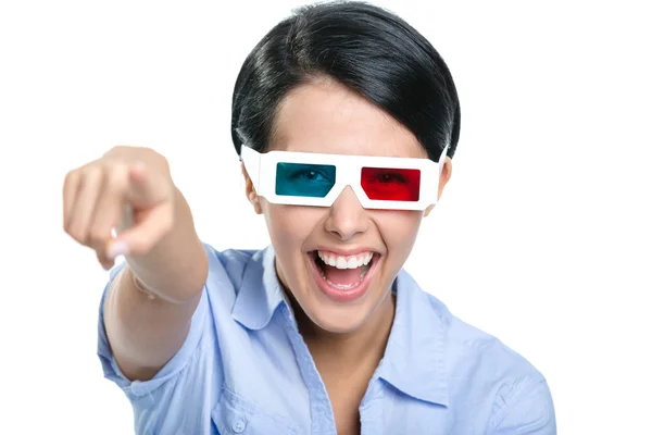 Девушка в 3D очках — стоковое фото