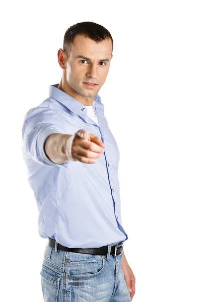 Man pointing with forefinger — Stock Photo, Image