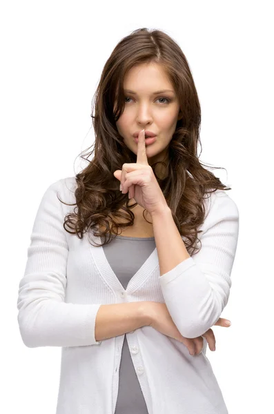 Woman silence gesturing — Stock Photo, Image