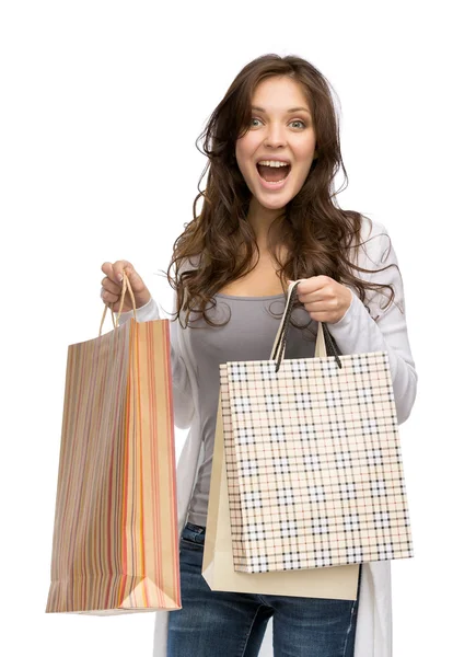 Señora feliz con bolsas de compras —  Fotos de Stock