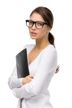 iş kadını ile gözlüklü klasör