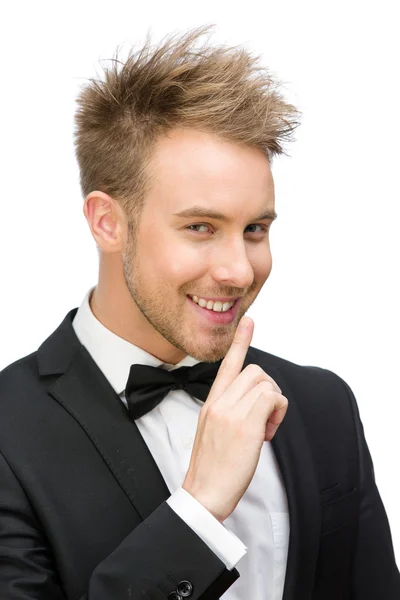 Retrato del hombre de negocios gesto de silencio — Foto de Stock