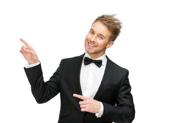Business man pointing hand gesture — Stock Photo, Image