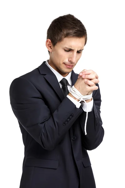 Businessman with tied hands — Stock Photo, Image