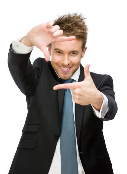 Retrato de gestos de quadro do gerente — Fotografia de Stock
