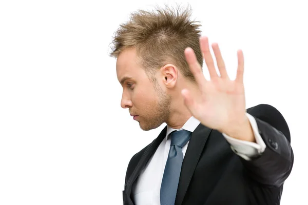 Retrato de hombre de negocios dejar de hacer gestos —  Fotos de Stock