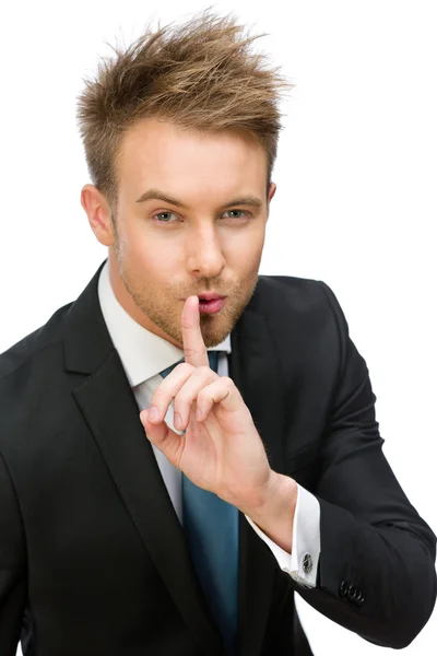 Portrait of manager silence gesturing — Stock Photo, Image