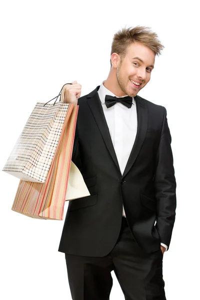 Portrait of businessman with bags — Stock Photo, Image