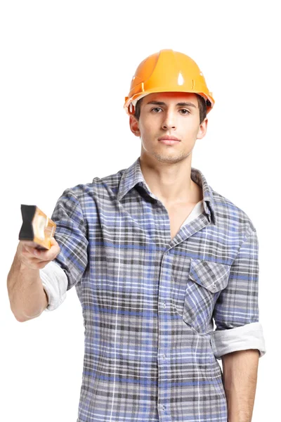 Foreman entregando medidor de elevación — Foto de Stock