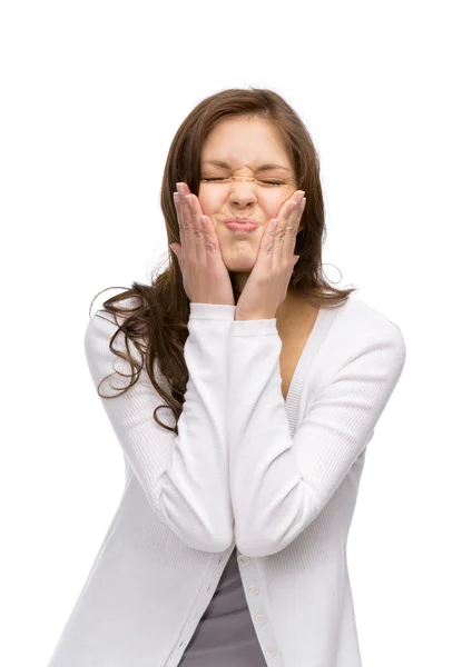 Woman touching her face — Stock Photo, Image