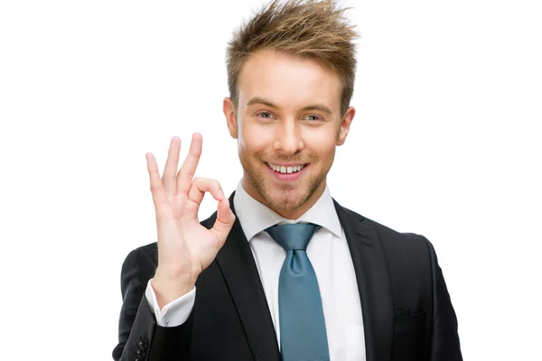 Ok gesturing business man — Stock Photo, Image