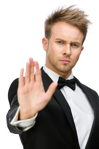 Manager shows stop gesture — Stock Photo, Image