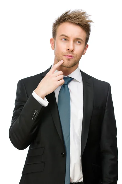 Pensive manager touching face — Stock Photo, Image