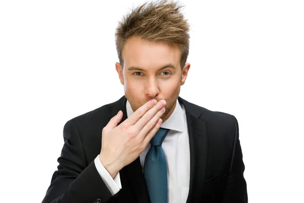 Portrait of businessman blowing kiss — Stock Photo, Image