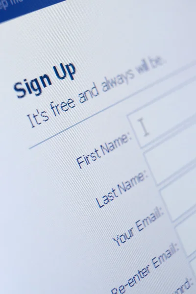 Närbild bild av sign up formuläret — Stockfoto