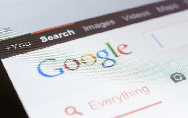 Close up of google page screenshot — Stock Photo, Image