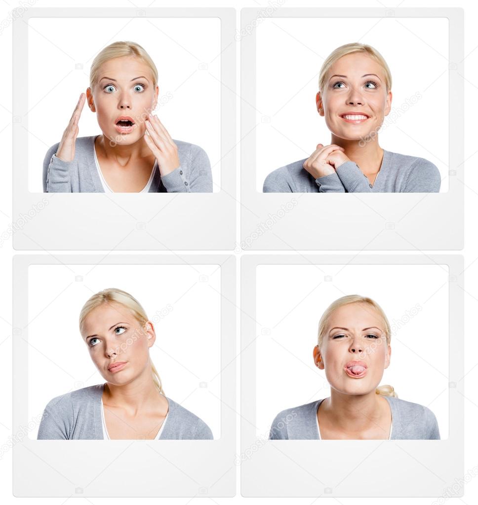 Set of pics of woman showing different emotions