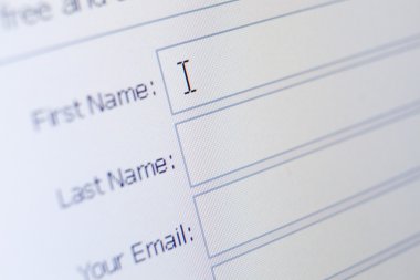Close up of sign up form clipart