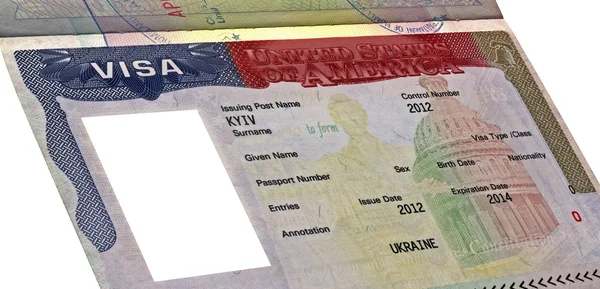 Amerikaanse visa voor Oekraïense burgers geïsoleerd, usa reizen. — Stockfoto