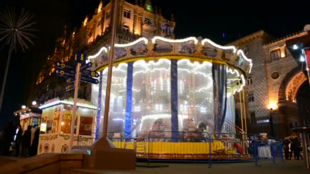 Rotated carousel in Kiev, Ukraine, — Stock Video